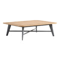 Modern Rectangular Coffee Table with Slatted Wood Top and Metal Legs